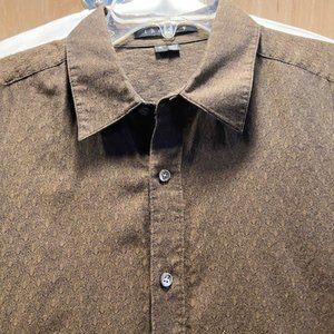 Theory Men's Brown printed long sleeve, button down shirt, Size M